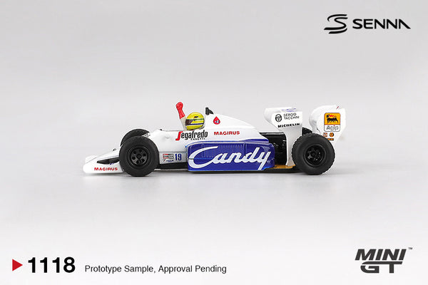 MINI GT 1118 - Toleman TG184 #19 Ayrton Senna 1984 Monaco Grand Prix 2nd Place