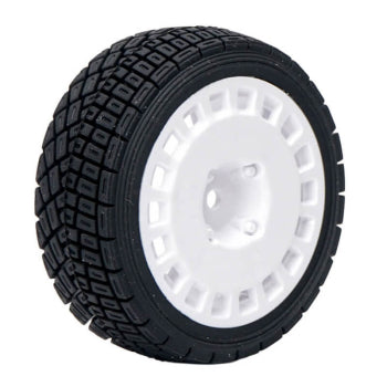 FASTRAX 1/10TH RALLY ANGLE TYRE/WHEEL SET WHITE (4)
