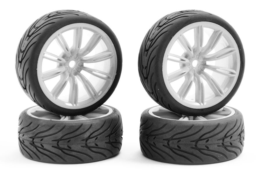 FAST0076W - FASTRAX 1/10 STREET/TREAD TYRE 20SP WHITE WHEEL (4pcs)