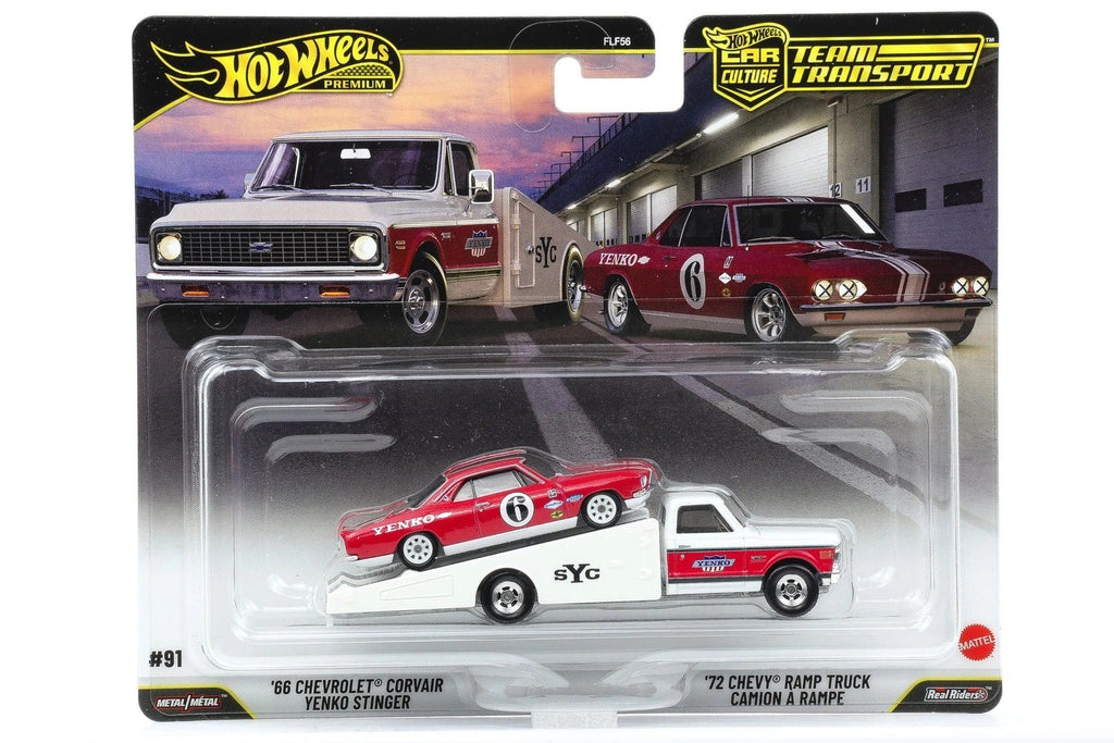 Hot Wheels Team Transport - #91m '66 Chevrolet Corvair Yenko Stinger & '72 Chevy Ramp Truck
