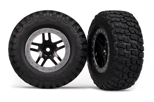 Traxxas TRX5883 - SCT Black & Satin Chrome Wheels & BFGoodrich Tires (2)