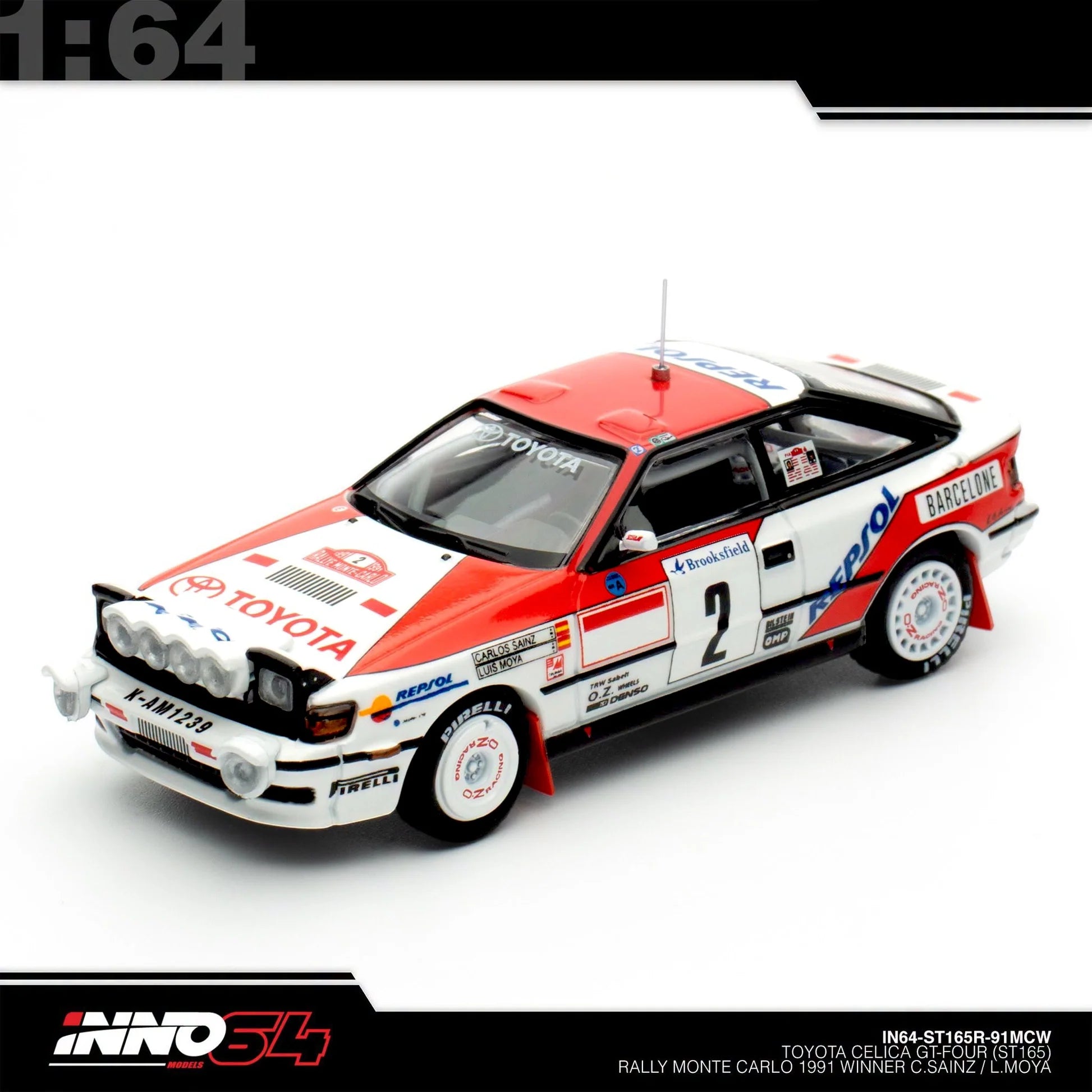 INNO 64 - Toyota Celica gt-four (st165) winner rally Monte Carlo 1991 C. Sainz / L. Moya, white/red