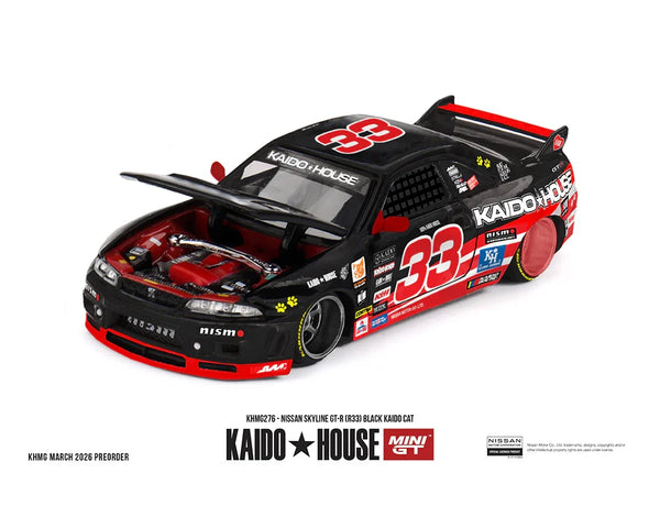 KAIDO HOUSE X MINI GT 0276 - Nissan Skyline GT-R (R33) Black Kaido Cat
