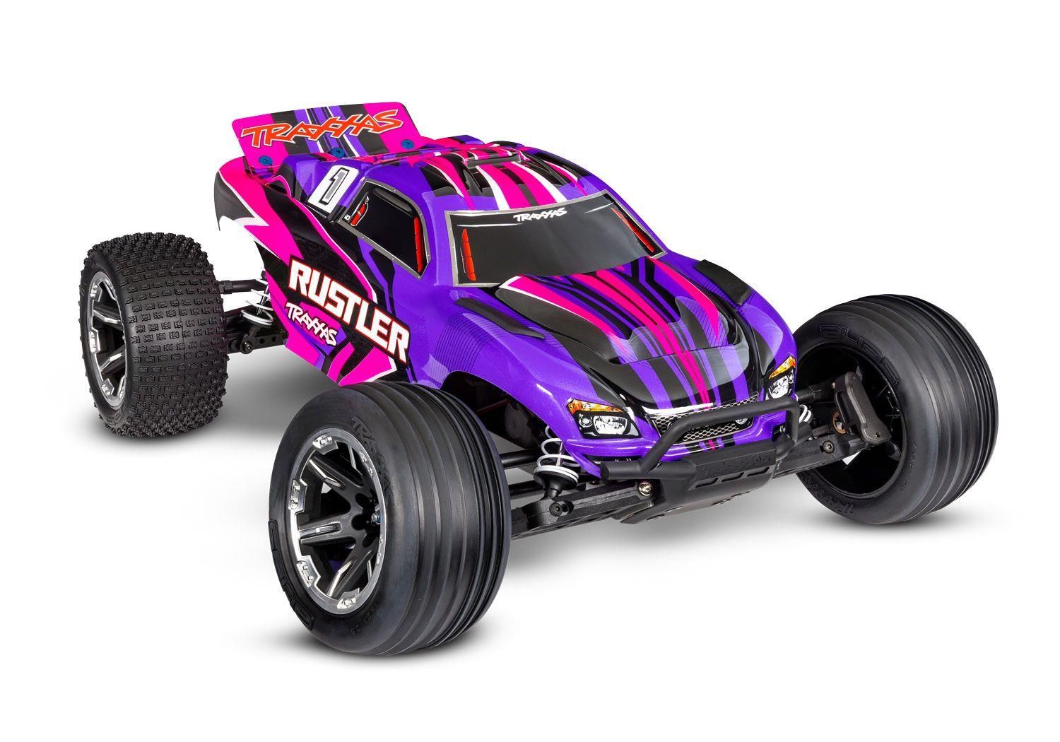 Traxxas Rustler 2wd Brushed HD (incl accu & lader) - Roze