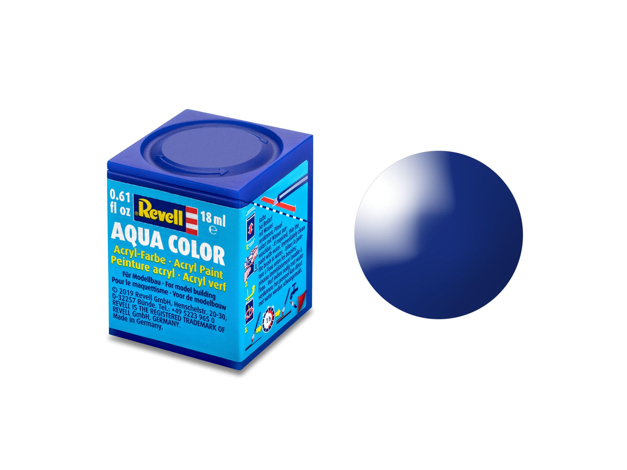 Revell Aqua 36151 acrylverf op waterbasis 18ml - Ultramarijn blauw, glanzend #51