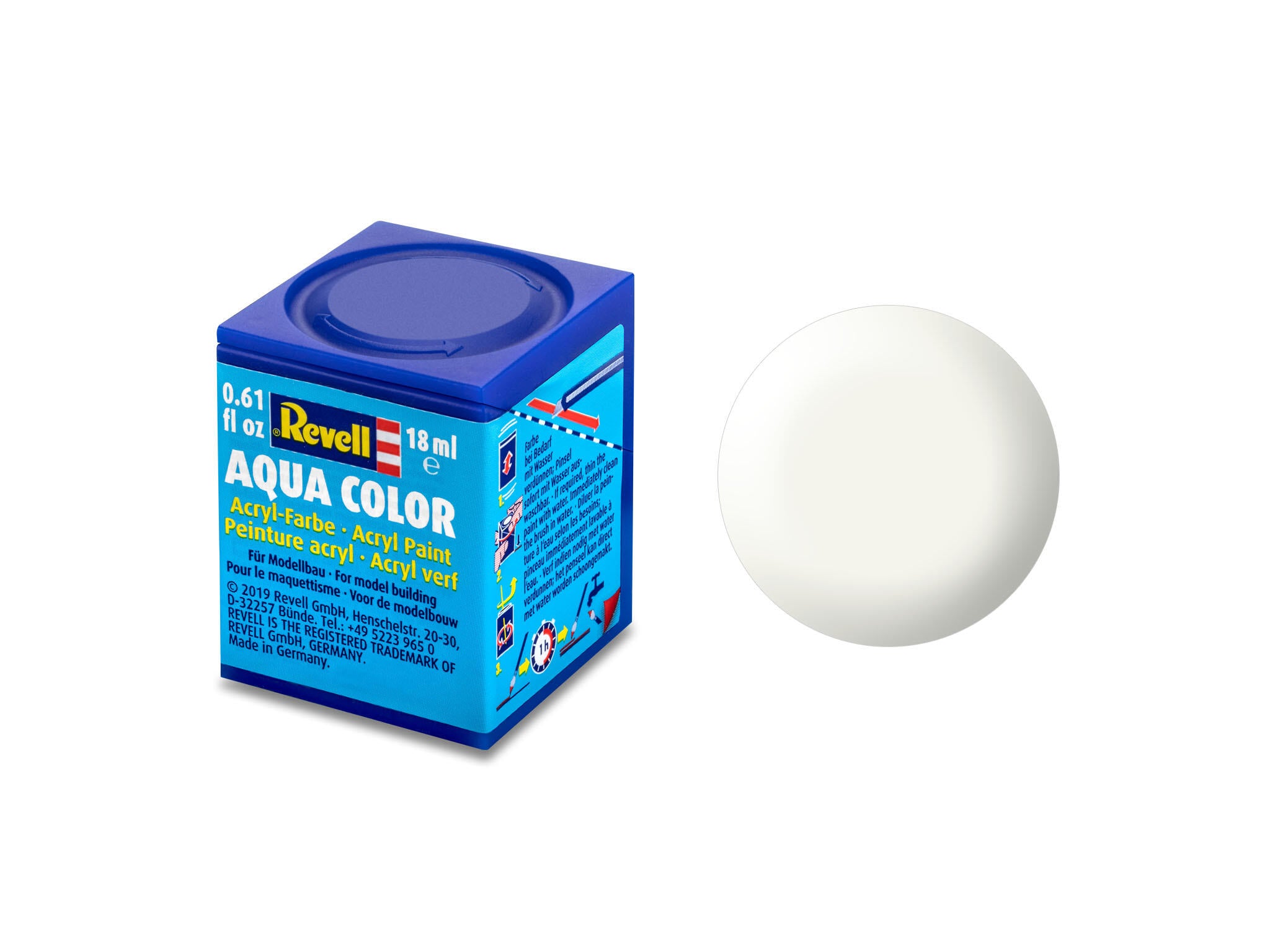 Revell Aqua 36301 acrylverf op waterbasis 18ml - Wit, zijdemat #301
