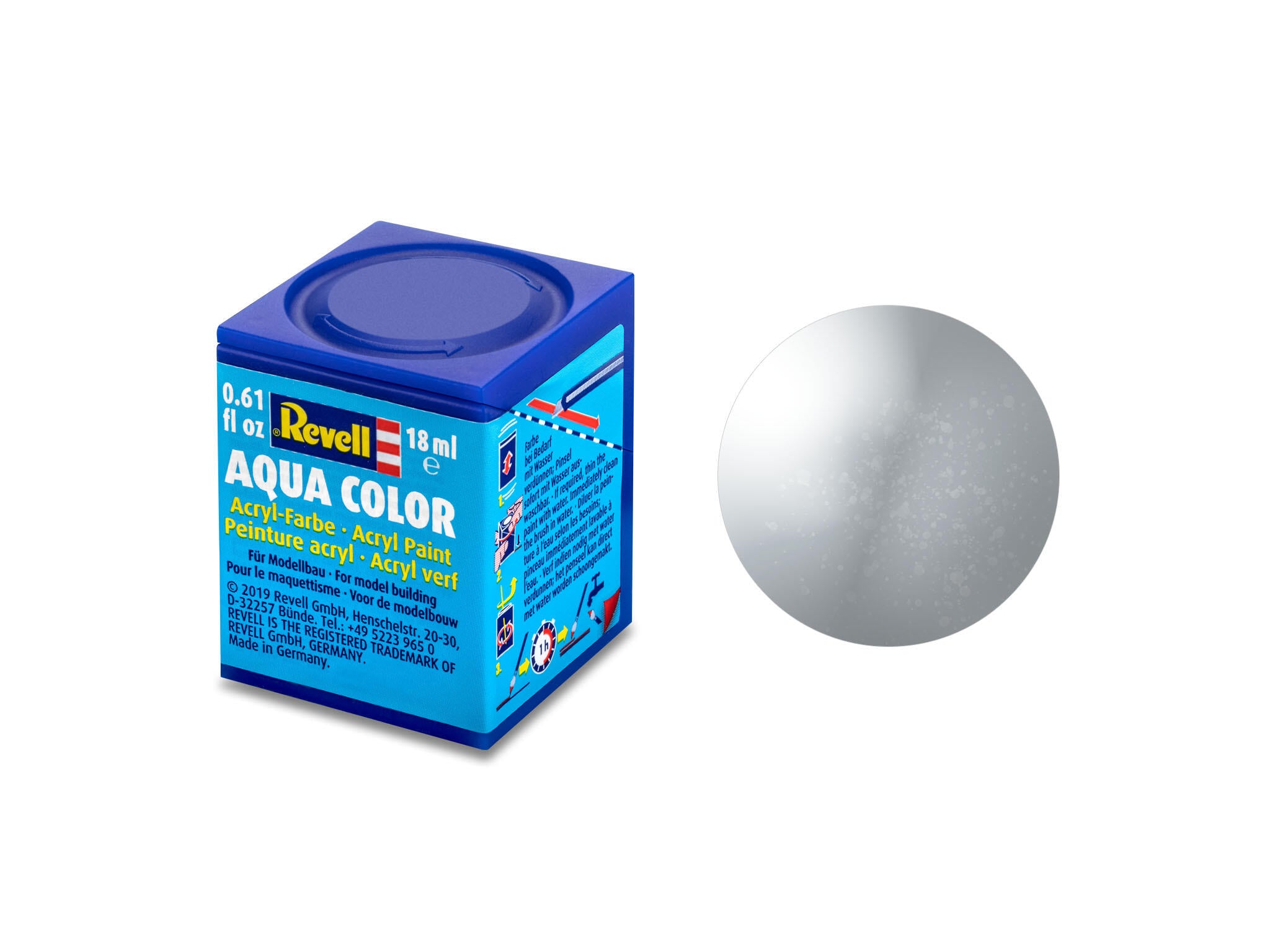 Revell Aqua 36190 acrylverf op waterbasis 18ml - Zilver, metallic #90