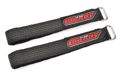 Team Corally - Pro Battery Straps - 300x20mm - Metal Buckle - Silicone Anti-Slip Strings - Black - 2 pcs