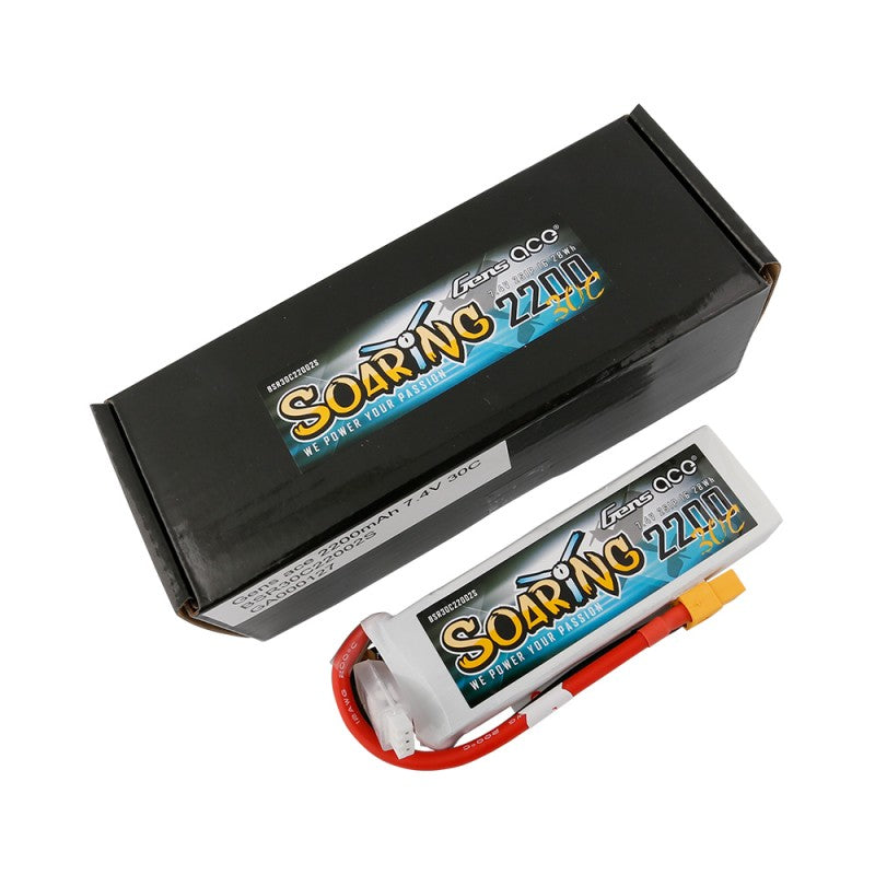 Gens Ace Soaring 2200mAh 7.4V 30C 2S1P Lipo batterij - XT60 stekker