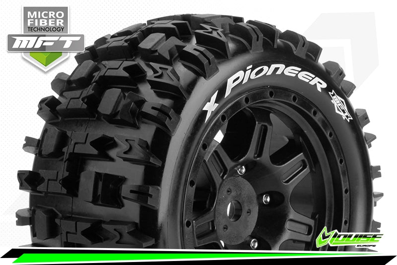 Louise RC – MFT – X-PIONEER – X-Maxx Serie Tire Set – Sport – Black Wheels – Hex 24mm – L-T3296B