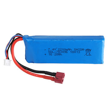 WLtoys 2200mah 7.4V 2S1P 25C Lipo Batterij - Deans / T-plug stekker