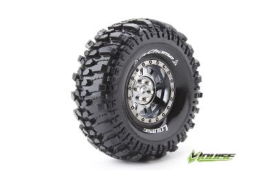 Louise CR-CHAMP Banden Set - Super Soft - 1.9" Velgen Zwart/Chrome - Hex 12mm